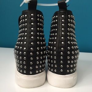 steven by steve madden coin leather and stud wedge sneakers